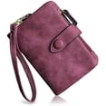 thumbnail image 1 of Womens Small Bifold Leather Wallets Rfid Ladies Wristlet with Card slots id window Zipper Coin Purse, 1 of 6