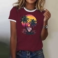 thumbnail image 5 of Womens Tops Casual T Shirts Color Block Graphic Short Sleeve Beach Summer Layer Clothes, 5 of 8