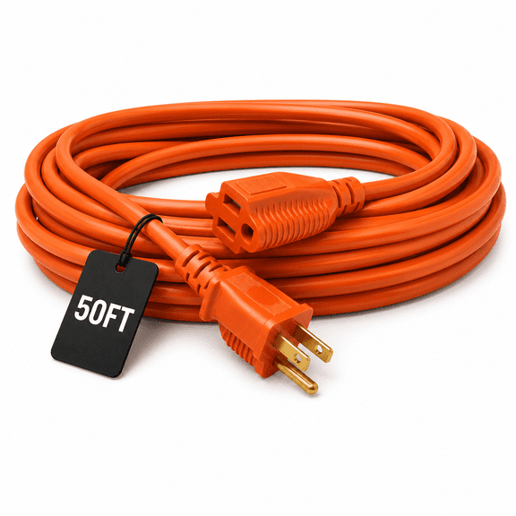 Otrugfv 50FT Heavy Duty Outdoor/Indoor Extension Cord, 3-Prong Grounded SJT-3 18AWG/3 125V —Orange
