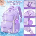 thumbnail image 6 of 3-Piece Cute Backpack Set with Insulated Lunch Bag & Pencil Case, Purple & White, 6 of 7