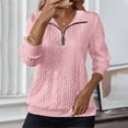 thumbnail image 3 of Comdrip 1/4 Zip Pullover Women, Women's Half Zip Fashion Sweaters Long Sleeve Collar Casual Oversized Knit Pullover Tops Womens Pullover Pink M, 3 of 5