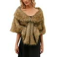 thumbnail image 2 of MSJUHEG Faux Fur Shawl,Shawls,Shawl Wraps,Pashmina Wraps,Formal Dresses,Luxurious Faux Superficial Knowledge Scarf Wrap Collar Shruging Gold One Size, 2 of 9