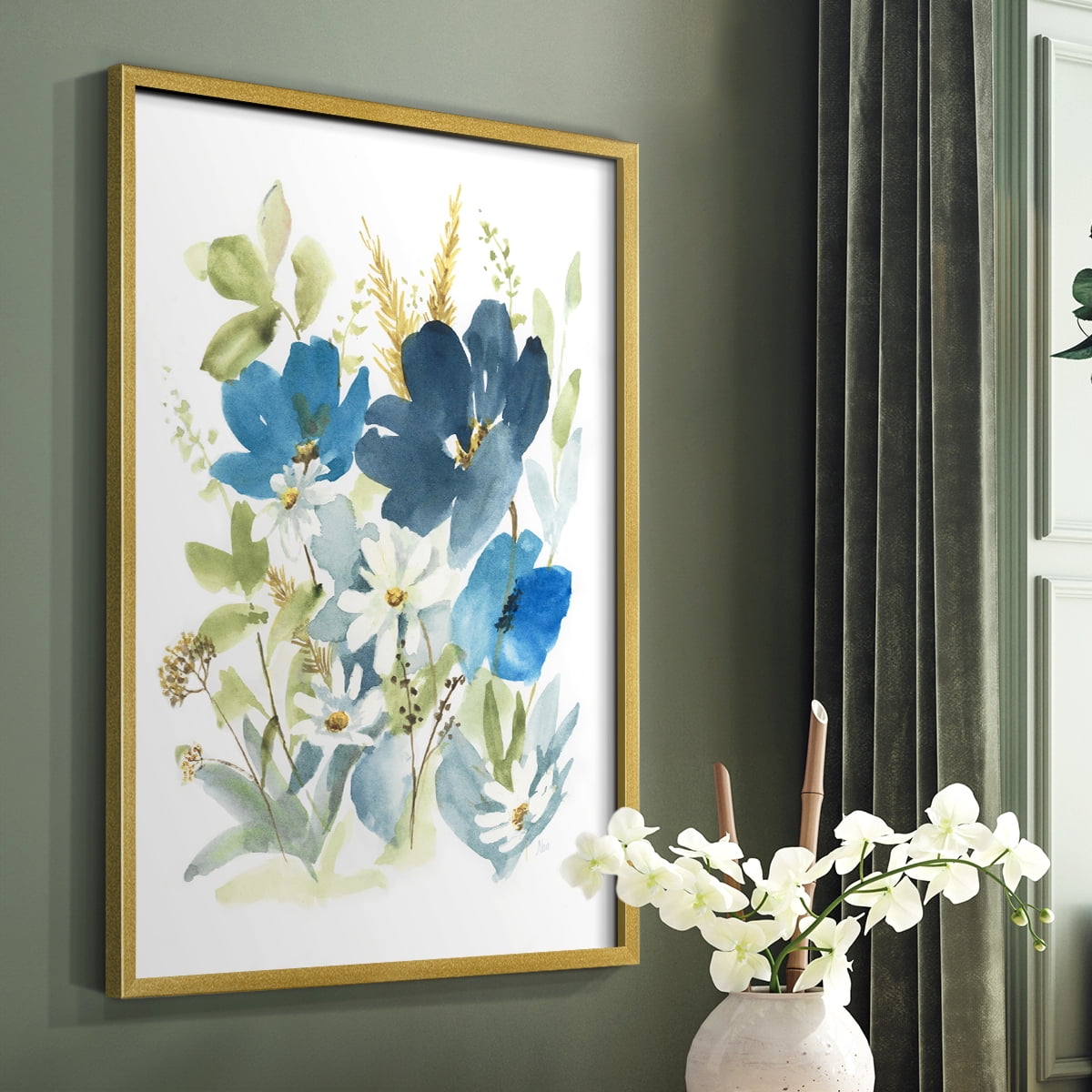 Wild Medley II Framed Print in Gold Solid Wood 16 x 20 Framed Print