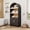 Black-Wave pattern, variant on 71in Tall Bookcase Arched Cabinet, Modern 5 Tier Bookshelf Mid Century Arched Display Cabinet with Fluted Doors Open Display Shelves for Office Dining Living Room