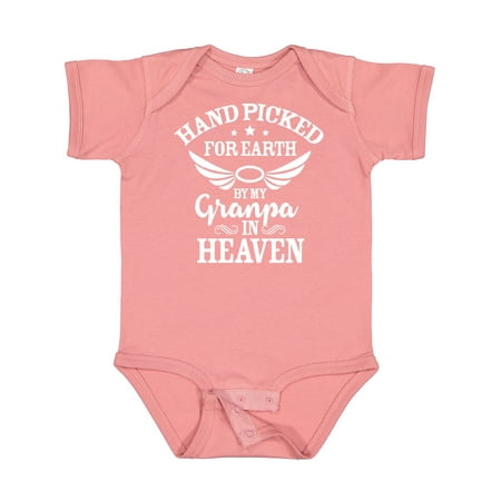 

Inktastic Handpicked for Earth by My Granpa in Heaven with Angel Wings Gift Baby Boy or Baby Girl Bodysuit