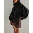 thumbnail image 2 of Oversized Bomber Jacket Women Stand Collar Windbreaker Polyester Fall Utility Coat, 2 of 7