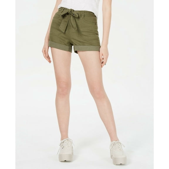 Vanilla Star Juniors' Belted Utility Shorts Mid Rise 5 Pockets (Fatigue,3 (26W))
