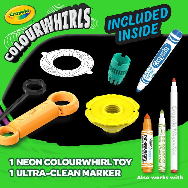 ◆CARLYN◆ Lien 3colors Crayola Colourwhirls, 1 Ct Neon, Spin Art Toy with Washable