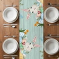 thumbnail image 4 of Table Runner 72 Inches Long for Kitchen Dining, Easter Bunny Dresser Scarf Farmhouse, Dining Table Decorations for Wedding/Parties, Spring Watercolor Eggs Flower Wood Grain Teal 13 x 72 In, 4 of 8
