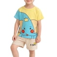 thumbnail image 4 of ITSAME Toddler Boys Girls Knit Cotton Outfits Cartoon Print T-Shirt & Shorts 2-Piece Kids Casual Fashion Set Sky Blue Size 9-18M, 4 of 8