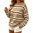 thumbnail image 7 of Zeijnsda Womens Winter Sweaters Thicken Warm Striped Sweaters Crew Neck Knit Pullover Sweaters for Women, 7 of 7