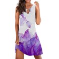 thumbnail image 1 of SMihono Robe d'Été Grande Taille pour Femmes 2023 Été Confortable Mode Décontractée Sans Manches Col en V Imprimé Robe Slim, 1 of 5