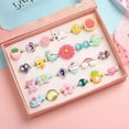 Little Girl Jewel Rings in Box, Adjustable, No Duplication, Girl