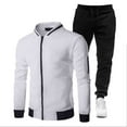 thumbnail image 4 of Sweatsuits for Men 2 Piece Hoodless Tracksuit Sets Full Zip Jacket Sweatpants Dressy Casual Jogging Suits Sportswear (XL, White), 4 of 4