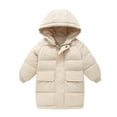 thumbnail image 2 of Esaierrr Toddler Kids Hooded Down Jacket Mid-Length Winter Coats for Boys Girls 2-9Y Flat Pockets Casual Solid Colour Cotton Coat Tops Padded Outerwear Winter, 2 of 7