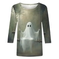 thumbnail image 4 of Ynynloco Womens Fall Shirts Halloween V Neck 3/4 Length Sleeve Pullover T-Shirts Thanksgiving Graphic Tee Tops, 4 of 5