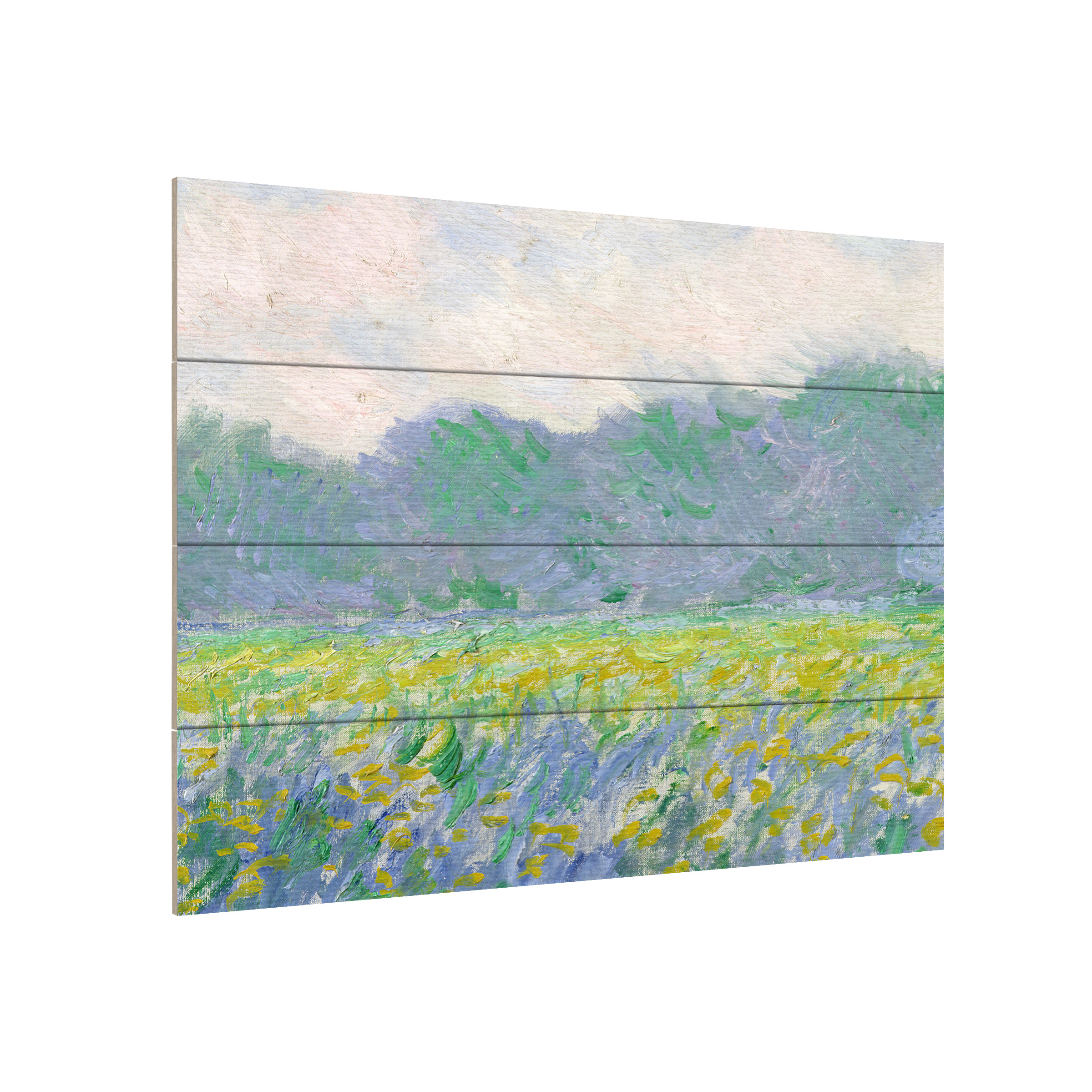 Trademark Fine Art 'Field Of Yellow Irises' Wooden Wall Art Art by Claude Monet