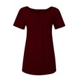 thumbnail image 6 of asdoklhq Womens Plus Size Tops Clearance Fashion Woman 0-Neck Short Sleeve Tops T-Shirt Summer Solid Loose Blouse, 6 of 8