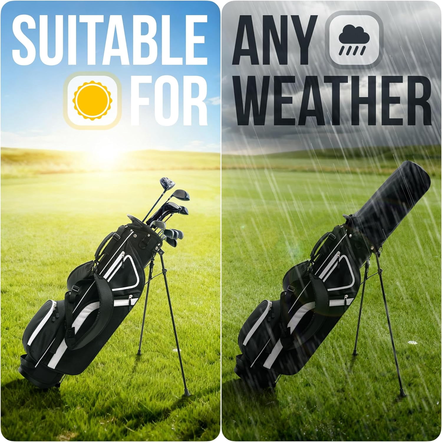 Ultra-Lite Golf Stand Bag - 3 Lbs, 4 Way Divider Portable Carry Case with Rain Hood for Men Women