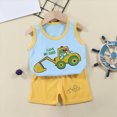 thumbnail image 2 of UAYOTSE Toddler Boys Baby Children's Cartoon Printed Vest Set Boys' Shorts Summer Cotton Girls' Summer Clothes Two Piece Set,Sizes 6-12 Months, 2 of 4