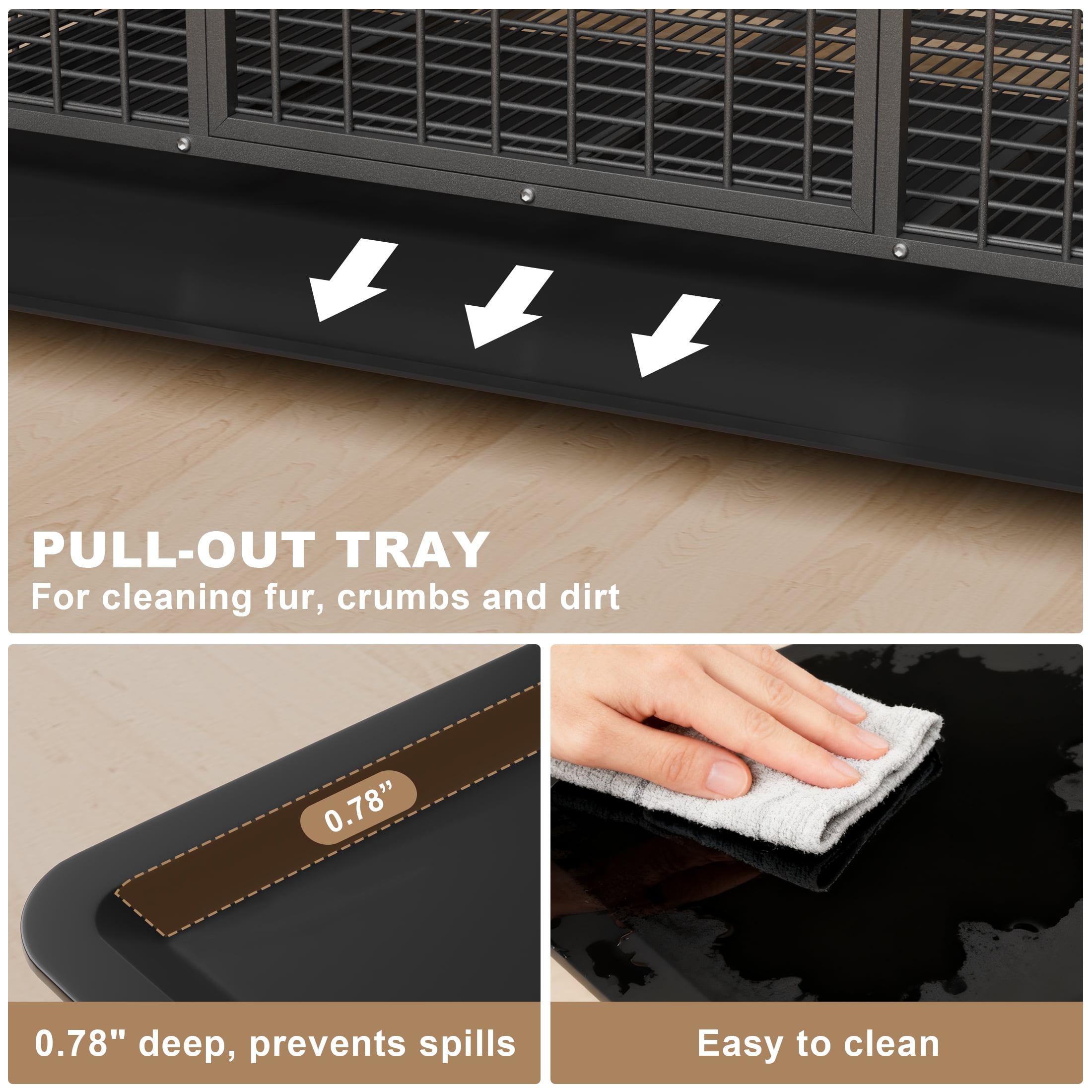 TIME RAY 48 inch Heavy Duty Metal Dog Crate for Large Dogs with RemovableTray, Double Door, Extra Large Dog Kennel for Yard Indoor Outdoor
