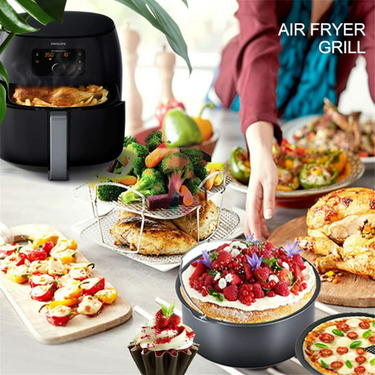  Air Fryer Accessories Air Fryer Grill Accessory Halogen Oven  Meat Steak Rotisserie Rack Fit All Standard Air Fryer for Camping BBQ Grill  Tools : Everything Else
