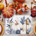 thumbnail image 3 of Fall White Pumpkin Placemats Set of 2, Thanksgiving Blue Eucalyptus Autumn Plants Washable Wipeable Table Mats for Dining Tables, Indoor Outdoor Kitchen Place Mats for Holiday Party Table Decor, 3 of 9