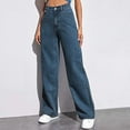 thumbnail image 2 of MIXUE Jeans For Women Solid Color Fashion Loose Button Pocket Washed Polished Waist Ripped Trousers Daily-Wear,Blue,XXXL, 2 of 5