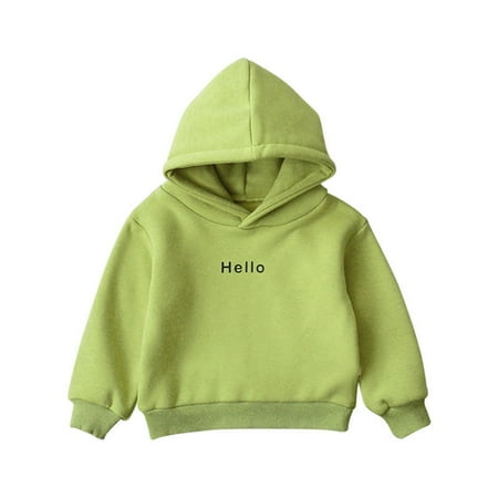 

ZHUASHUM Baby Boy Girl Hooded Letter Solid Thick Coat Sweatshirt Pullover
