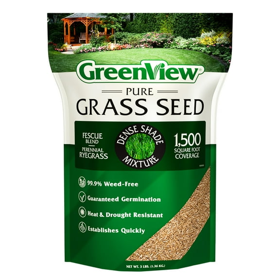 GreenView Pure Grass Seed Dense Shade Mixture, 3 lb. Bag – Covers up to 1,500 sq. ft.