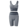thumbnail image 4 of Outfmvch Yoga Pants Women Workout Sets For Women Yoga Outfits For Women 2 Piece Set Tracksuit Seamless Short Sleeve Crop Top Workout Leggings Sportwear Sweat Suit For Women 2 Piece Set Gray M, 4 of 4