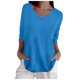 thumbnail image 1 of Jersey de punto holgado de manga 3/4 y cuello en V para mujer, ideal para la primavera. Color liso. Tallas: M-XXL., 1 of 5