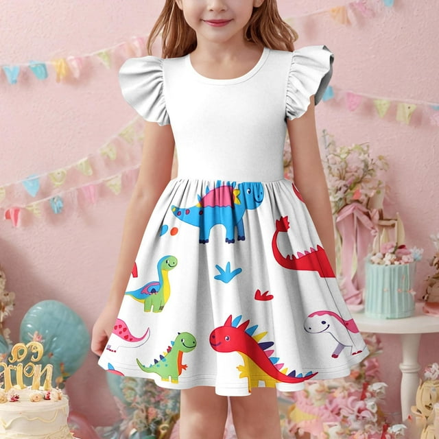 LOVZFMLL 2-12 Years Girls' Summer Casual Sleeveless Round Neck Button With Pockets Dress