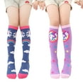 thumbnail image 4 of Esaierr 4 Pairs Girls Knee High Socks Soft Cotton Compression Socks Knee Cartoon Long Socks for Toddler Kids 2-12 Years Old, 4 of 9