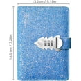 thumbnail image 2 of Diario con contraseña digital, diario con candado de combinación, diario de cuero recargable A6 con bloqueo (azul), 2 of 7