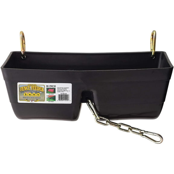 Little Giant Plastic Fence Feeder with Clips (Black) Heavy Duty Mountable Feed Trough Bucket for Livestock & Pets (9 Quart) (Item No. FF16BLACK)