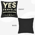 thumbnail image 6 of Set of 2 Vintage - Style Throw Pillow Covers 18x18in - Dark Black Background with Cream ' YES TRAVEL & EXPLORATION ' Text & Intricate Patterns for Couch Bed Car, 6 of 8