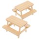 thumbnail image 2 of Khaki Miniature Wooden Doll House Picnic Table for Decoration 2Pcs, 2 of 4