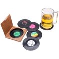 thumbnail image 1 of Juego de 6 posavasos de discos de vinilo Brillar 10,4 cm, 1 of 5