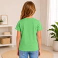 thumbnail image 4 of HAJWOH Girls Casual Short Sleeve T-Shirt Kids Toddler Solid Color Round Neck Tees Blouses Loose Fit Tops Undershirt, 4 of 5