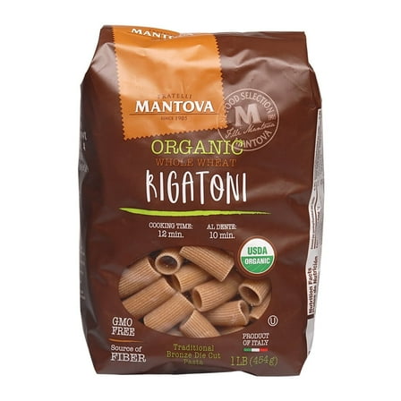 Mantova Organic Whole Wheat Rigatoni, 1 lb (Pack of 3)