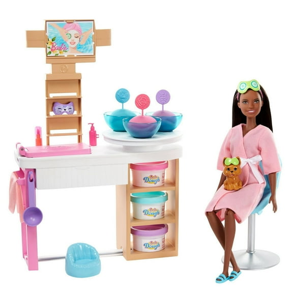 Barbie Face Mask Spa Day Playset, African American, Brunette