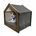 thumbnail image 1 of Aztec Pet House, Grunge Style Chevron Zigzags Triangles with Dots Monochrome Arrangement, Outdoor & Indoor Portable Dog Kennel with Pillow and Cover, 5 Sizes, Black and White, by Ambesonne, 1 of 5