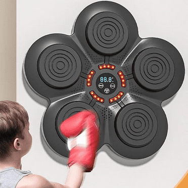 Music Boxing Target, Intelligent Wall-mounted Exercise Wireless Boxing Target, Home, Indoor and Gym Boxing Game Machine with Free Boxing Gloves, USB Charger Installation Backing