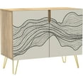 thumbnail image 3 of PixonSign Sideboard Buffet Cabinet, Kitchen Storage Cabinet with 2 Doors, Duotone Black Geometric Landscape, Cupboard Console Table for Dining Room - 35" L x 18" W x 29" H, 3 of 5