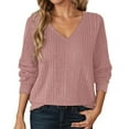thumbnail image 2 of Womens V Neck Sweaters 2025 Fall Long Sleeve Shirts Lightweight Ribbed Knit Basic Casual Office Work Tunic Tops, 2 of 5