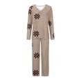 thumbnail image 5 of PNTUTB Womens Casual Floral Print Pajama Set V-neck Long Sleeve Loose Sleepwear Soft Comfortable Lounge Sets, 5 of 6