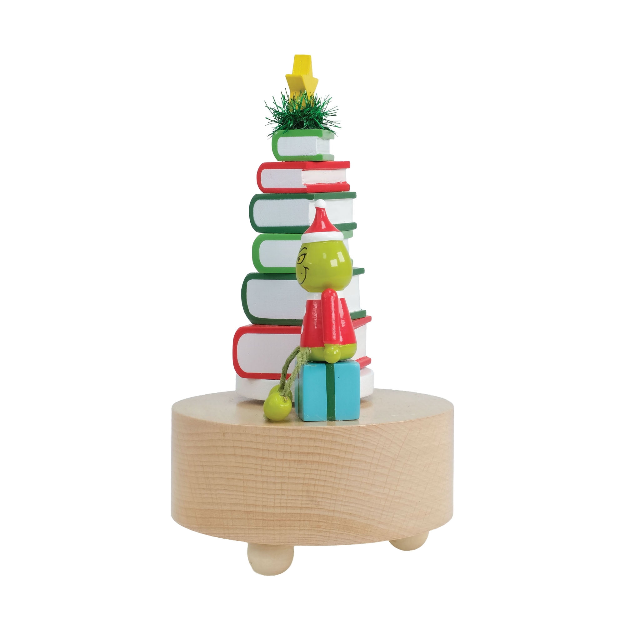Grinch Musical Rotating Wood Tabletop Decoration – Book Stack Christmas Display