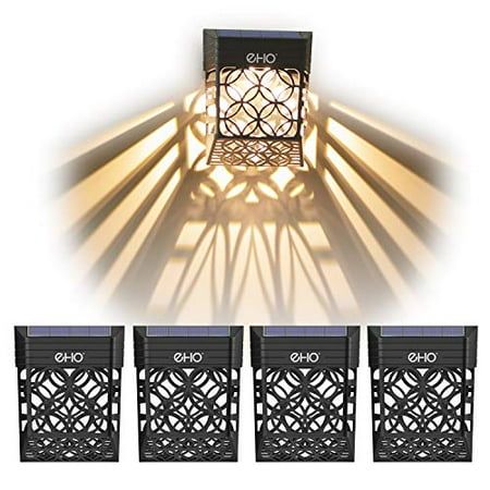 

EHO Solar Deck Lights Solar Fence Lights Outdoor Waterproof LED Garden Decorative Lighting for PostPatio Front Door Step Stair Landscape and Yard Warm White 4 Pack