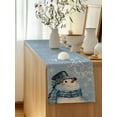 thumbnail image 5 of Table Runner 108 Inches Long for Kitchen Dining, Blue Snowman Christmas Dresser Scarf Farmhouse, Dining Table Decorations for Wedding/Parties, Let Snow Xmas Winter Snowflake 13 x 108 In, 5 of 9